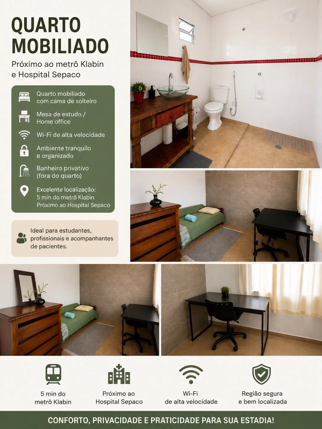 Quarto Ananda - Vista geral do quarto e bancada